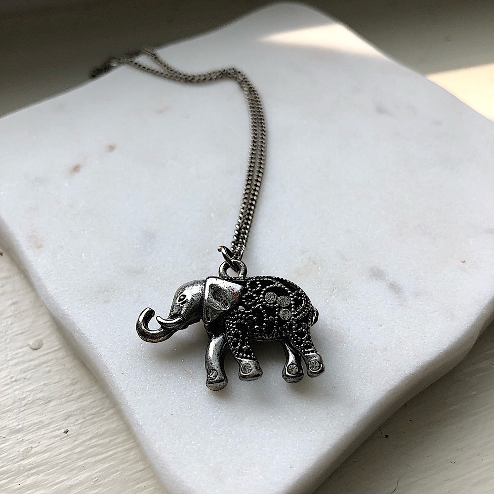 Silver elephant necklace